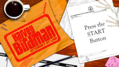 Harvey Birdman Attorney at Law title screen for PSP